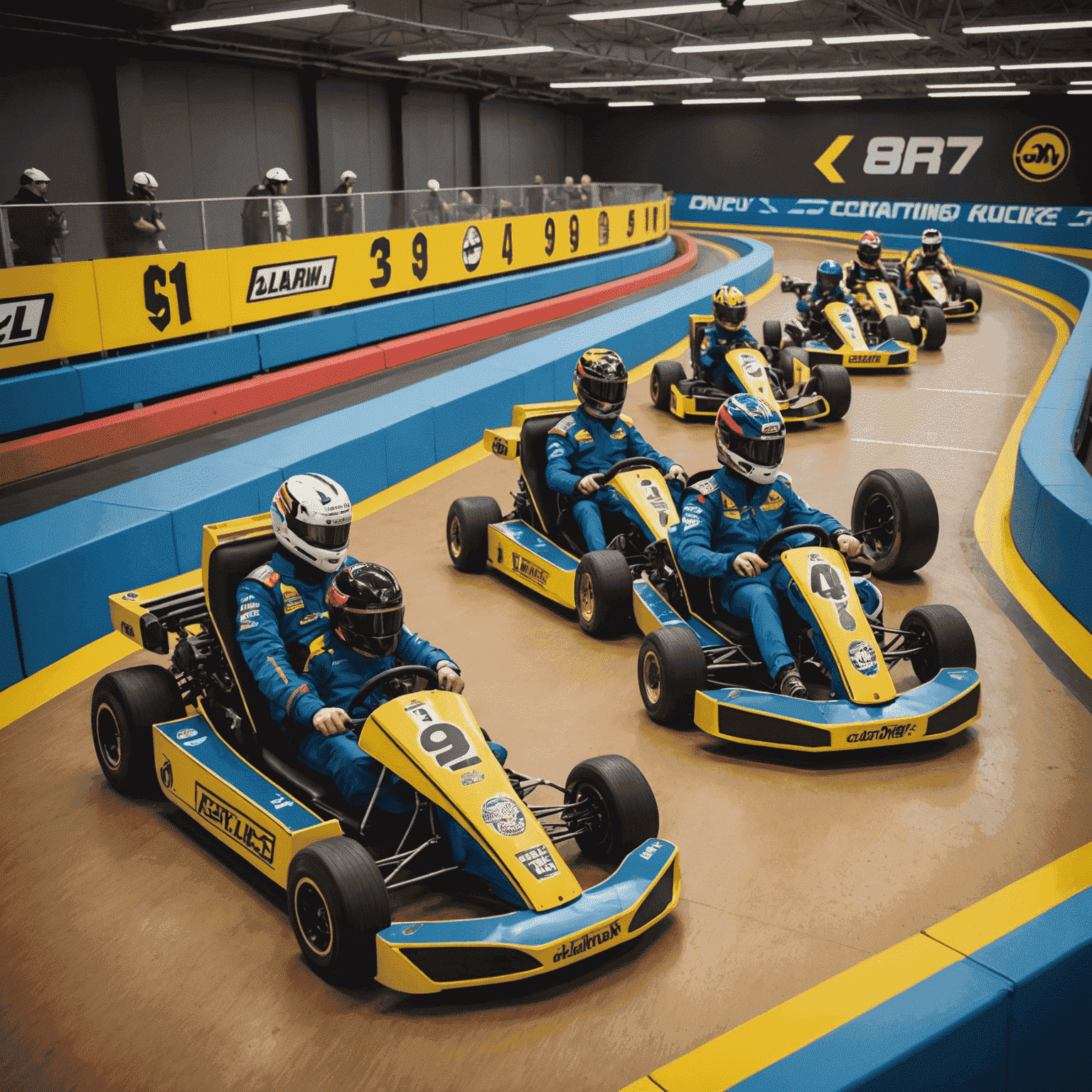 A dynamic Plinko karting race in action, showing multiple karts navigating a track with Plinko-style obstacles and drop zones. The image captures the excitement and unique challenges of this innovative motorsport.